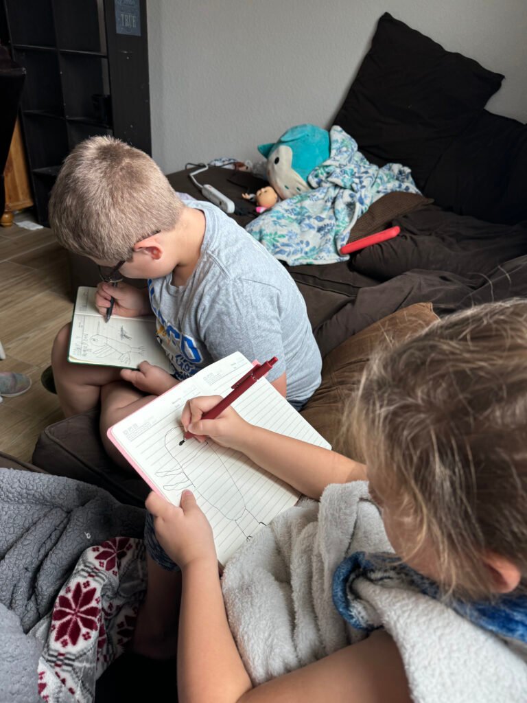 kids drawing homemaking